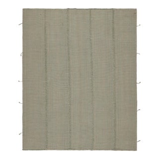 Rug & Kilim’s Modern Kilim in Gray With Stripes & Beige-Blue Accents For Sale