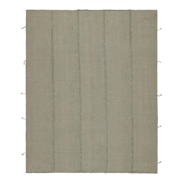 Rug & Kilim’s Modern Kilim in Gray With Stripes & Beige-Blue Accents For Sale