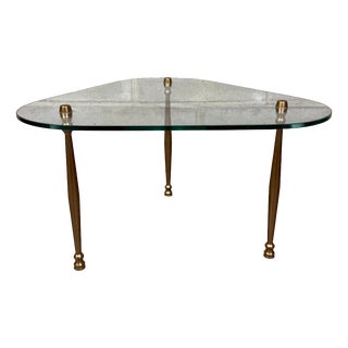 Modernist Crystal and Brass Low Table from Fontana Arte For Sale