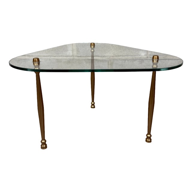 Modernist Crystal and Brass Low Table from Fontana Arte For Sale