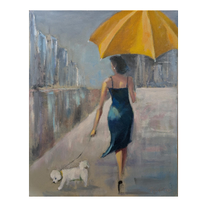 Walking in the Rain - 16x20" Oil on Canvas