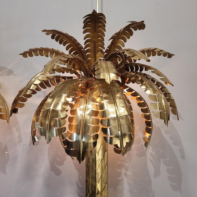 Palm Tree Lamps in Gilt Brass by Christian Techoueyres for Maison Jansen, France, 1970s, Set of 2 For Sale - Image 14 of 18