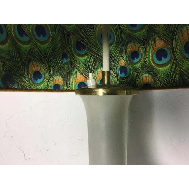 Glass Large Vintage Milk Glass Table Lamp with Design Lampshade, 1960s For Sale - Image 7 of 8