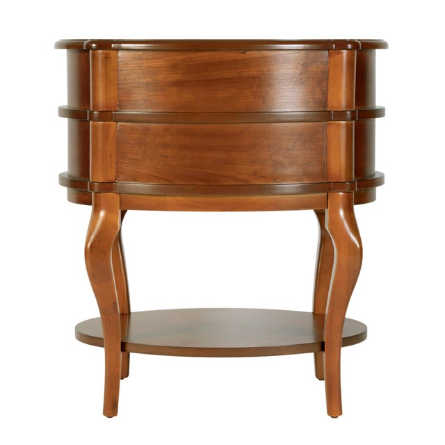 Wood Ethel 25 in. W Oval Wood 2 Drawer Accent Table with Open Shelf, Olive Ash For Sale - Image 7 of 10