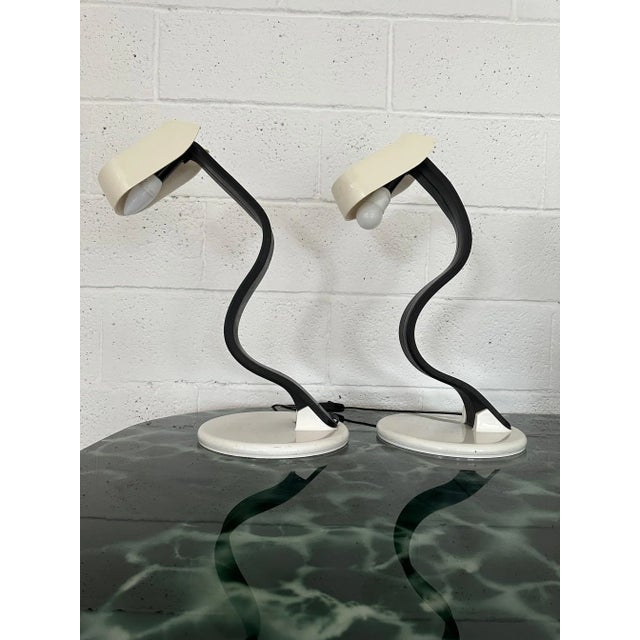Black Snoky Table Lamps by Bruno Gecchelin for Guzzini, 1970s, Set of 2 For Sale - Image 8 of 10