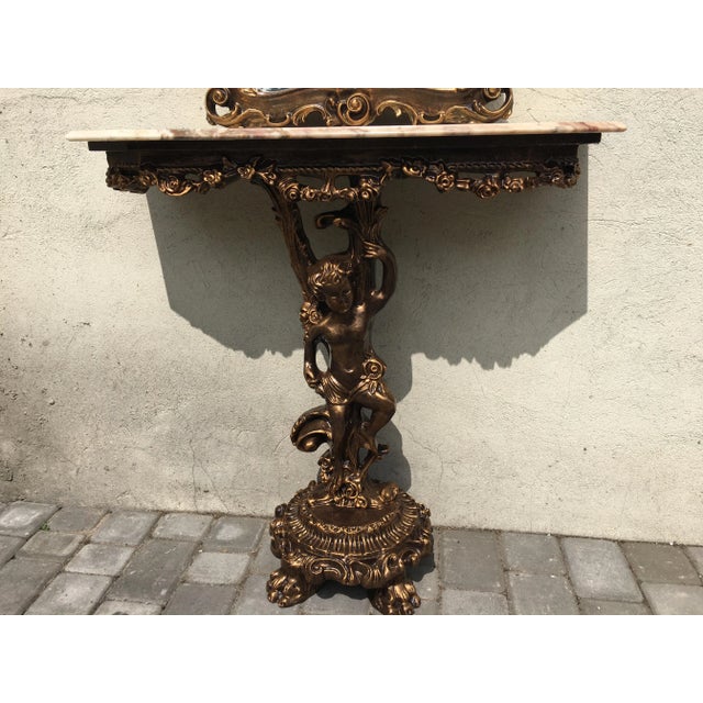 Console and Mirror Set, 1980s, Set of 2 For Sale - Image 6 of 18