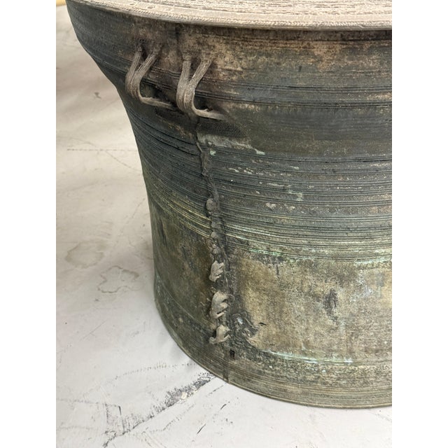 1950s 2 Southeast Asian Bronze Rain Drums with Great Patina For Sale - Image 16 of 18
