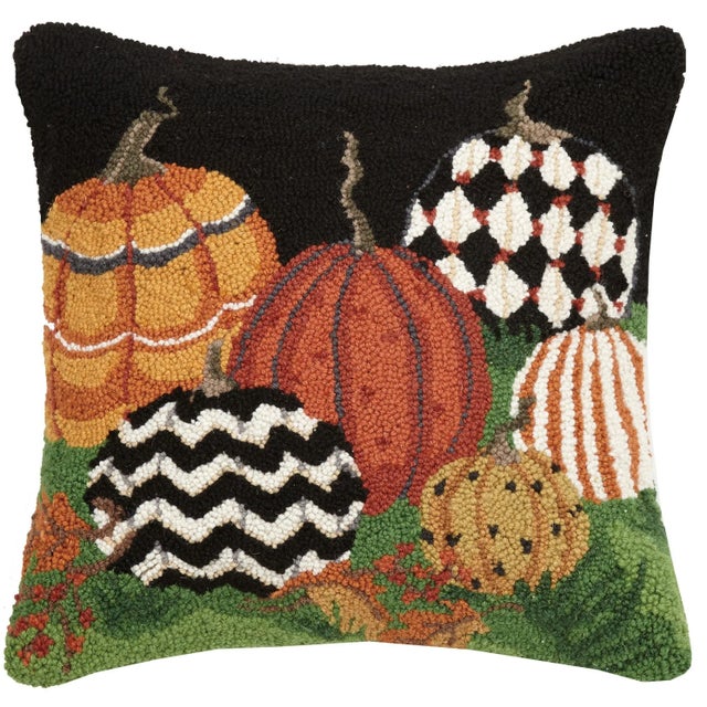 100% wool hooked throw pillow / accent pillow. Includes polyester-fill insert, zipper closure. Cotton/Velvet Blend...