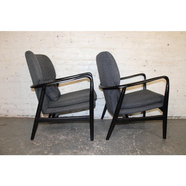 Black Pair of Mid-Century Style Armchairs Attr Madsen & Schubell For Sale - Image 8 of 8