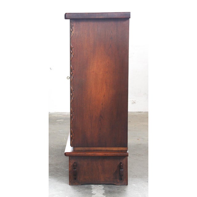 Brown Vintage Baroque Brutalist Danish Oak Cabinet, 1960s For Sale - Image 8 of 18