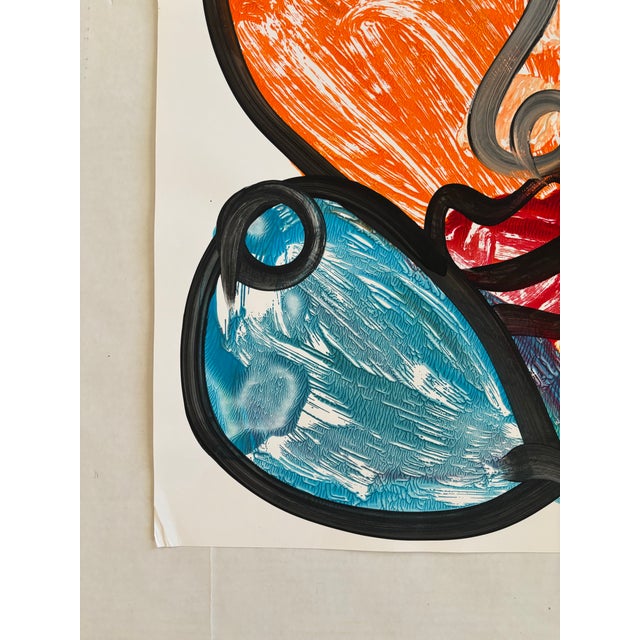 Peter Keil Peter Keil Abstract Portrait Acrylic Painting on Paper For Sale - Image 4 of 5