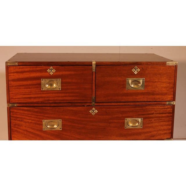 Superb 19th-century light mahogany chest of drawers, possibly naval or military style. This high-quality chest of drawers...