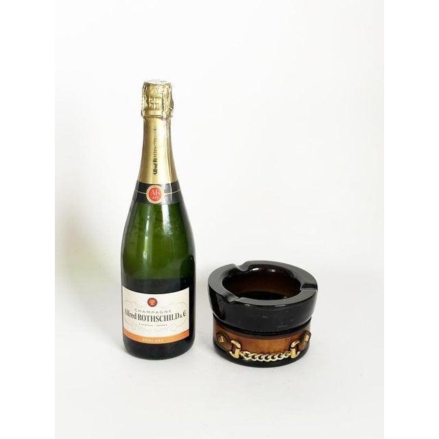 Vintage Glass and Brass Ashtray, France, 1970s For Sale - Image 3 of 10