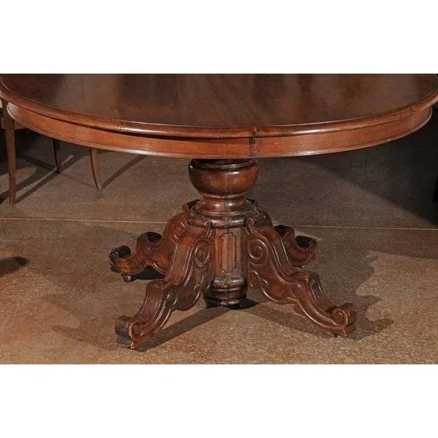 French French Napoléon III Walnut Pedestal Table with Carved Feet from the 1850s For Sale - Image 3 of 7