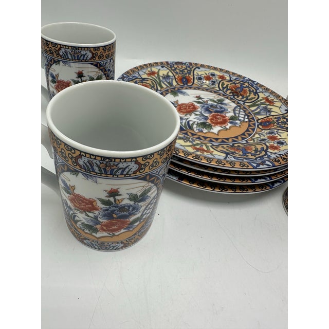 1980s Vintage Horchow Coffee Mugs and Plates, Set of 4 For Sale - Image 5 of 6