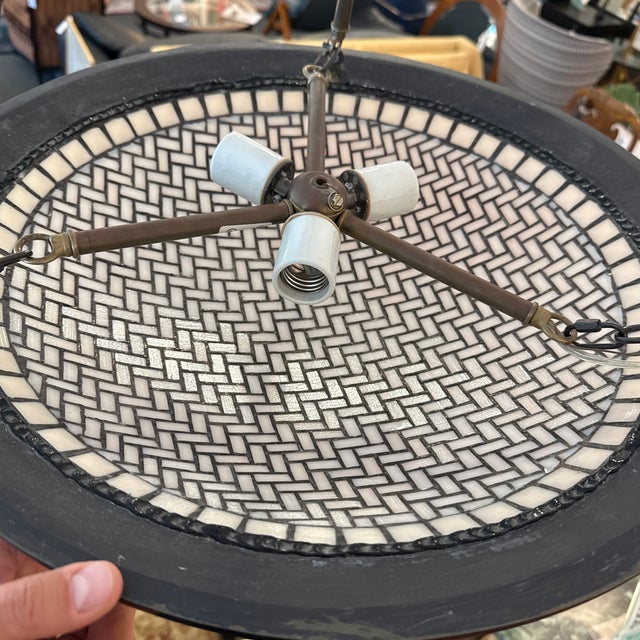 Glass Hilliard Lamps Woven Dome Tiled Pendant For Sale - Image 7 of 12