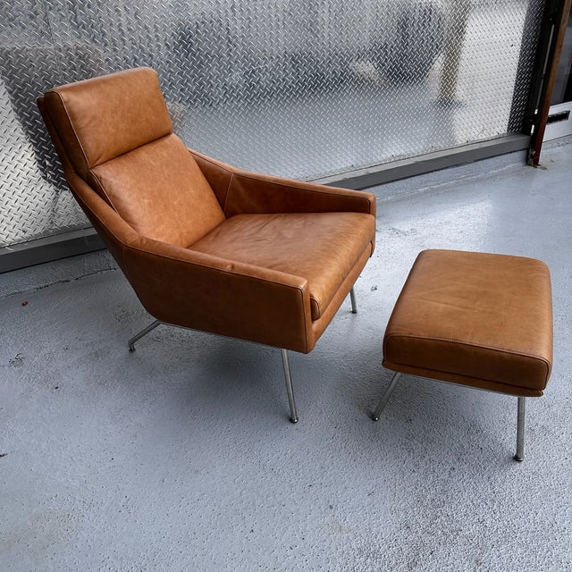West Elm Leather Chair w/ Ottoman Details: Contemporary/Mid Century Modern Austin leather chair with ottoman from West...