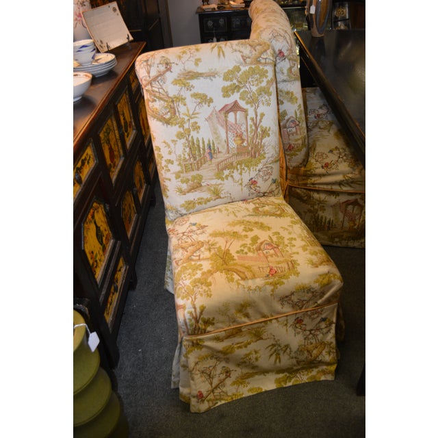 Black 1970s Asian Style Black Wooden Mandarin Rectangle Dining Set Table W/ 2 Horseshoe & 6 Parsons Chairs - Set of 9 For Sale - Image 8 of 12