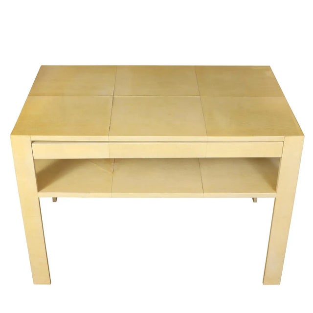Mid-Century Modern Karl Springer Style Goatskin Side Table With Drawer For Sale - Image 3 of 3