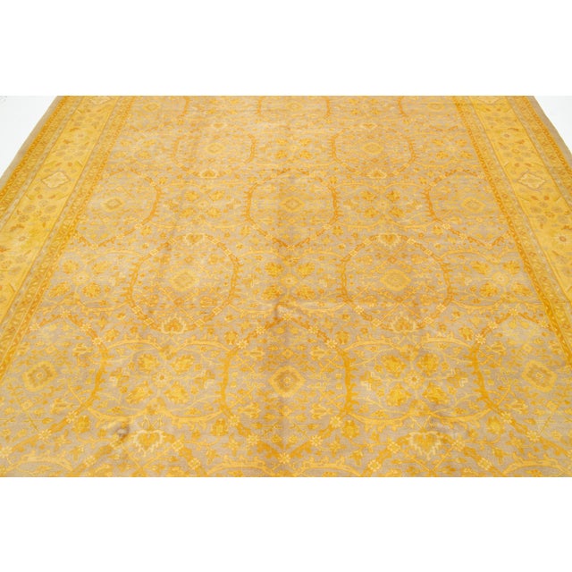 Handmade in Gray and Yellow Persian Tabriz Wool Rug With Floral Pattern For Sale - Image 10 of 10