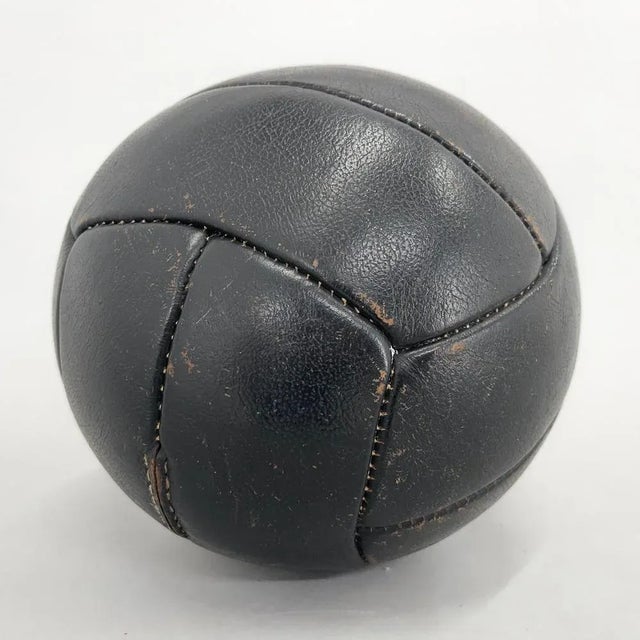 Vintage Black Leather Medicine Ball, 1930s For Sale - Image 3 of 7