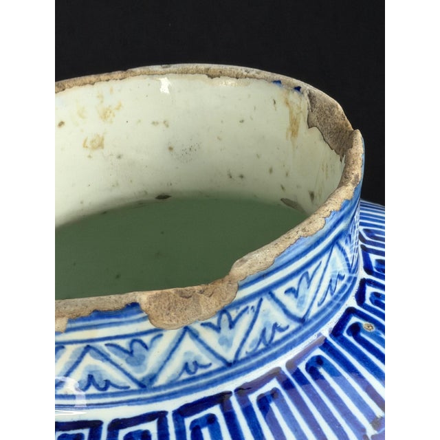 Spain Blue and White Faience Jar from Manises, 1800s For Sale - Image 9 of 12