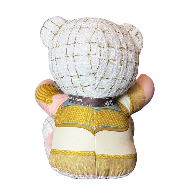French Hermes Poste Et Cavalerie Vintage Silk Scarf Tender Teddy Bear For Sale - Image 3 of 3