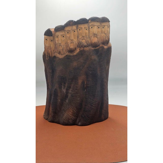 Brown Wooden Sculpture of Jewish Men, 1950s-1970s For Sale - Image 8 of 12