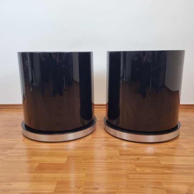 Black Lacquered Nightstands by Mario Sabot, 1970s, Set of 2, in Very Good conditions. Designed 1960 to 1969 I have...