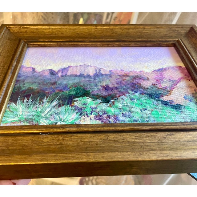 Contemporary Big Bend Landscape Painting Original Framed 5x7 Southwest Desert Art For Sale - Image 4 of 6