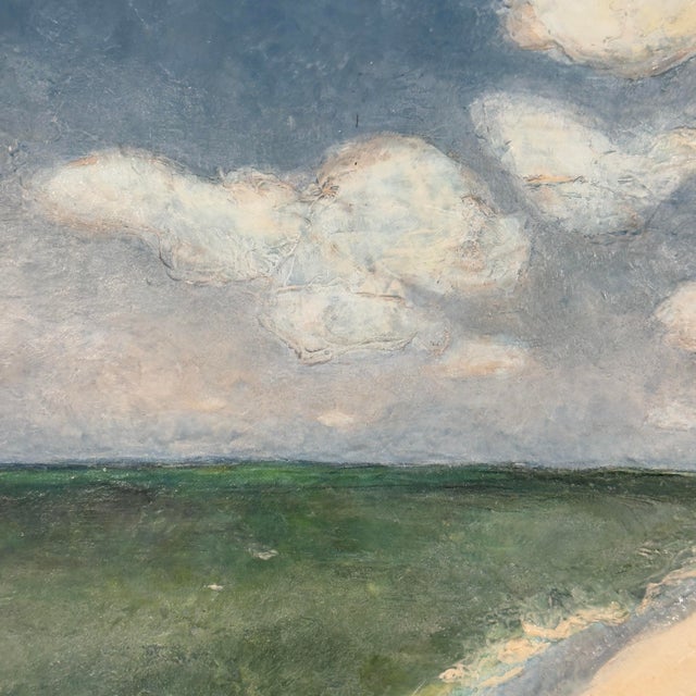 Textile Original Coastal Beach Oil and Wax Painting on Canvas For Sale - Image 7 of 11