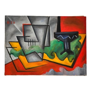 Guy Feinstein, Abstract Composition, 1950s, Oil Painting on Canvas For Sale