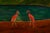 Modern Jean-Jacques Abiéniste, Flamingos by a Pond under a Pink Tree, Oil on Canvas For Sale - Image 3 of 13