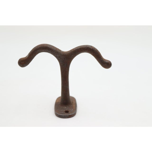 Traditional Vintage Double Arm Cast Iron Ceiling Mount Hook For Sale - Image 3 of 4