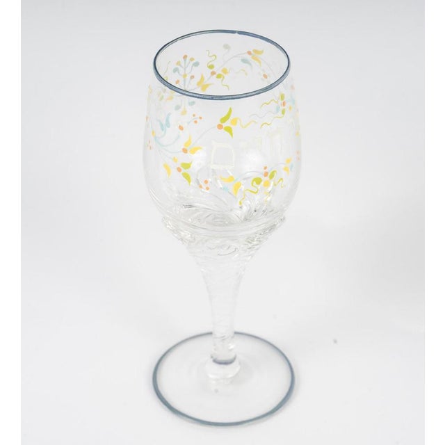 Enameled Crystal Carafe and Cedère Glass, Early 20th Century, Set of 2 For Sale - Image 4 of 7