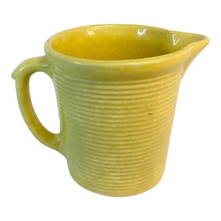 1940s Vintage Weller Pottery Art Deco Arts & Crafts Yellow Ceramic Pitcher. For Sale
