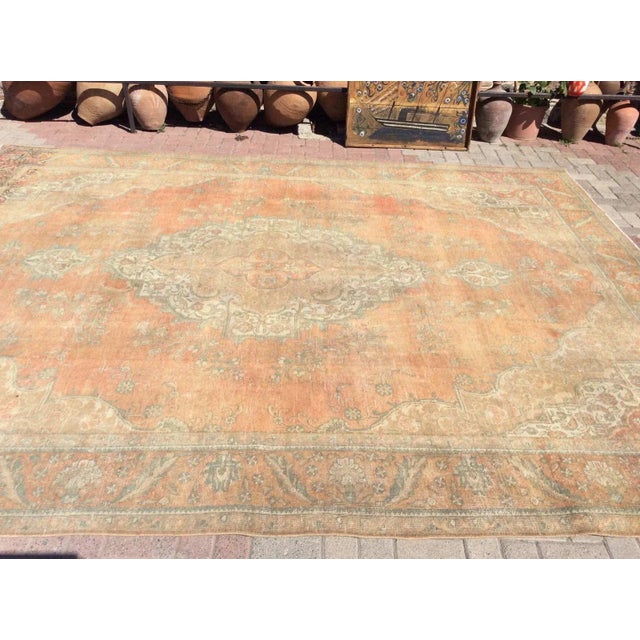 Oversized Vintage Hand Knotted Turkish Area Rug - 119" X 154" For Sale - Image 4 of 11