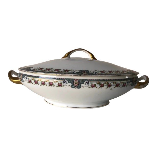 Vintage Victoria Czechoslovakia China Lidded Oval Vegetable Bowl For Sale