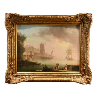Workshop of Charles François Grenier De Lacroix / de Marseille, Coastal View, 18th Century, Oil on Canvas, Framed For Sale