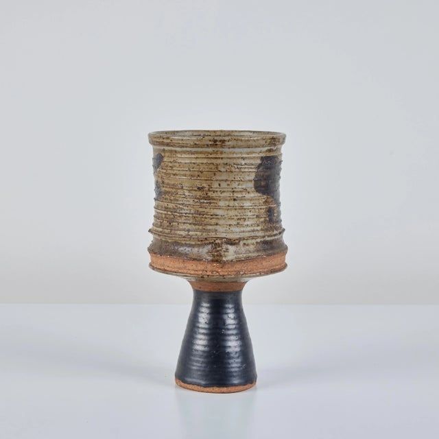 Studio Ceramic Ribbed Goblet For Sale In Los Angeles - Image 6 of 12