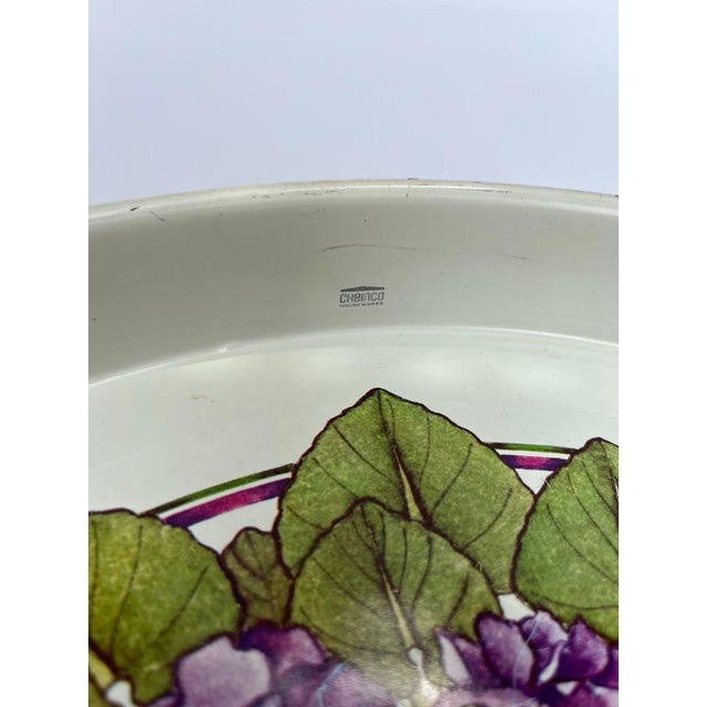 Mid 20th Century Vintage Hydrangea Round Serving Tray For Sale - Image 5 of 6