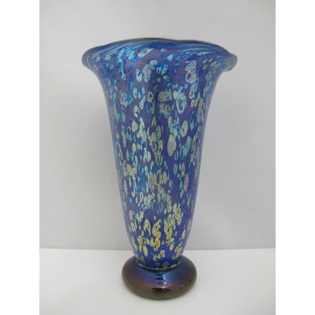 Vintage studio art glass vase by renowned American glass artist, Donald Carlson (American, California/Oregon). Trumpet...