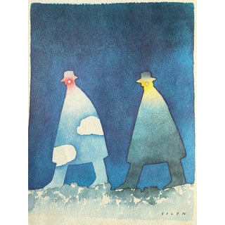 Jean-Michel Folon, La promenade nocturne, Etching For Sale