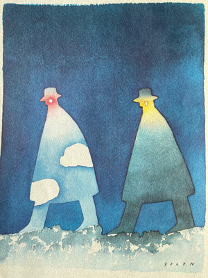 Jean-Michel Folon, La promenade nocturne, Etching