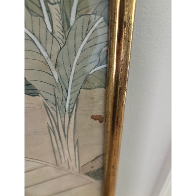 Late 19th Century Antique Chinese Painted Panel in Gilt Frame Under Glass - (#2 of 3 Available) For Sale - Image 10 of 12
