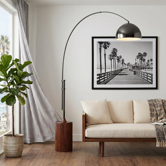 Light That Bends the Rules, 1980s Design, Zero Ceiling Wires - Mid Century Modern Tambo Arc Lamp, Statement Lamp. The...