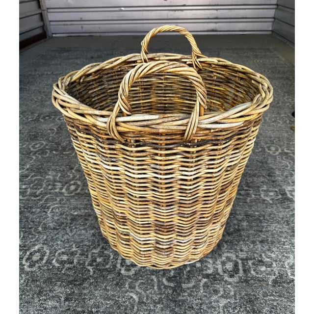 Rustic European Thick Woven Wicker Basket For Sale - Image 4 of 6