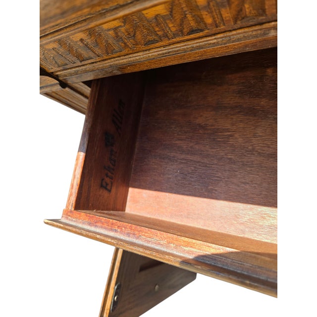 1990s Ethan Allen Royal Charter Oak Nightstand End Table Cabinet For Sale - Image 14 of 15