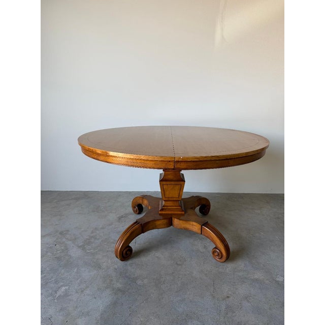 Vintage Biedermeier Neoclassical-Style Cherry Wood Expandable Pedestal Dining Table For Sale - Image 11 of 18