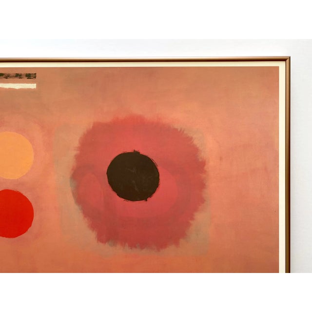 Pink Adolph Gottlieb Vintage 1988 Abstract Expressionist Lithograph Print Framed Exhibition Poster " Two Bars " 1964 For Sale - Image 8 of 12